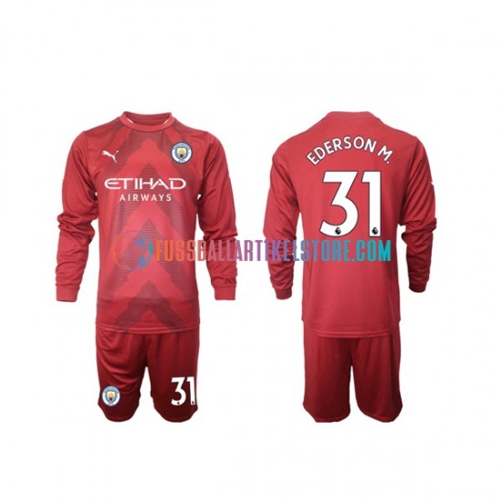 Manchester City Heimausrüstung Torwart Ederson M 31 2022-2023 Kinder Set(Trikot und Hose) L/S