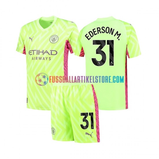 Manchester City Ausweichausrüstung Torwart Ederson Moraes 31 2023-2024 Kinder Set(Trikot und Hose) S/S