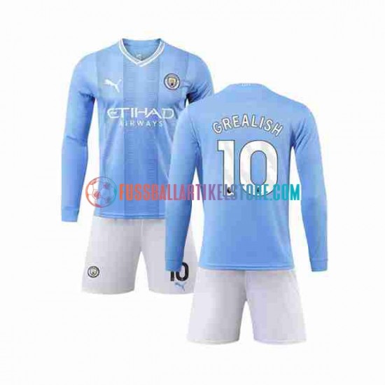 Manchester City Heimausrüstung Grealish 10 2023-2024 Kinder Set(Trikot und Hose) L/S