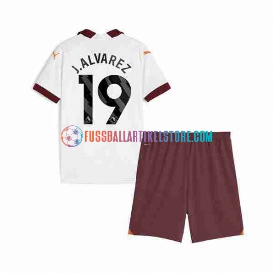 Manchester City Auswärtsausrüstung Julian Alvarez 19 2023-2024 Kinder Set(Trikot und Hose) S/S