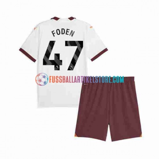 Manchester City Auswärtsausrüstung Phil Foden 47 2023-2024 Kinder Set(Trikot und Hose) S/S