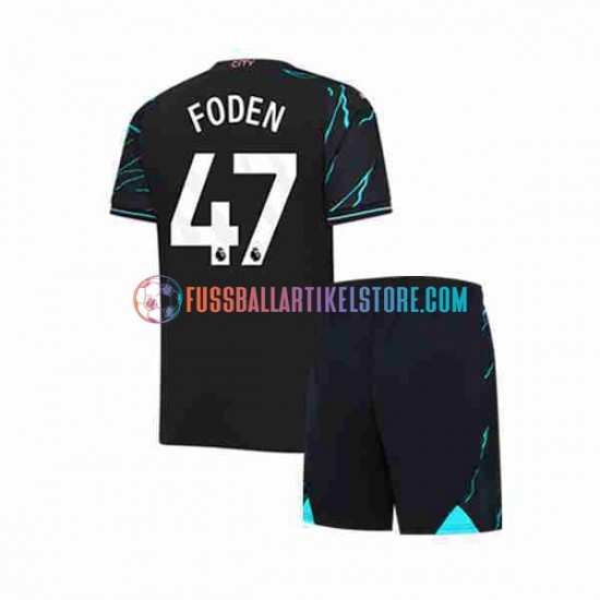 Manchester City Ausweichausrüstung Phil Foden 47 2023-2024 Kinder Set(Trikot und Hose) S/S