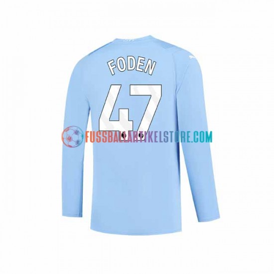 Manchester City Heimausrüstung Phil Foden 47 2023-2024 Herren Trikot L/S