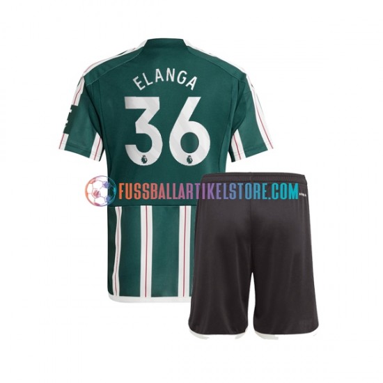 Manchester United Auswärtsausrüstung Anthony Elanga 36 2023-2024 Kinder Set(Trikot und Hose) S/S