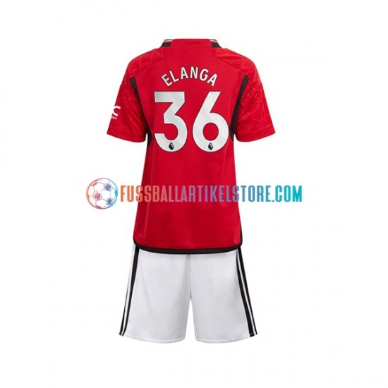 Manchester United Heimausrüstung Anthony Elanga 36 2023-2024 Kinder Set(Trikot und Hose) S/S