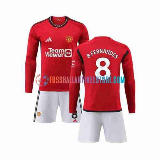 Manchester United Heimausrüstung B Fernandes 8 2023-2024 Kinder Set(Trikot und Hose) L/S