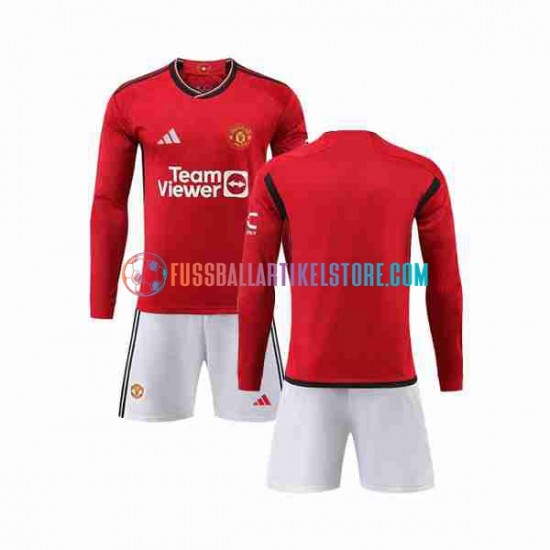 Manchester United Heimausrüstung 2023-2024 Kinder Set(Trikot und Hose) L/S