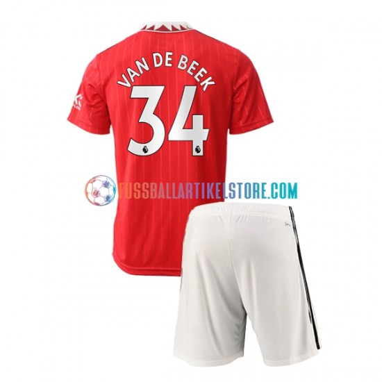 Manchester United Heimausrüstung Donny van de Beek 34 2022-2023 Kinder Set(Trikot und Hose) S/S