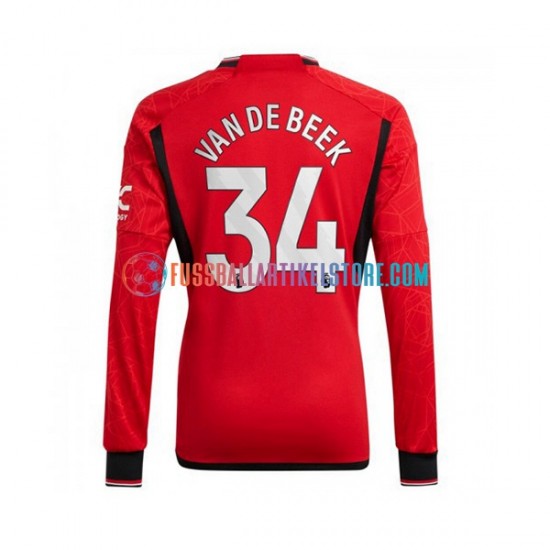 Manchester United Heimausrüstung Donny van de Beek 34 2023-2024 Herren Trikot L/S