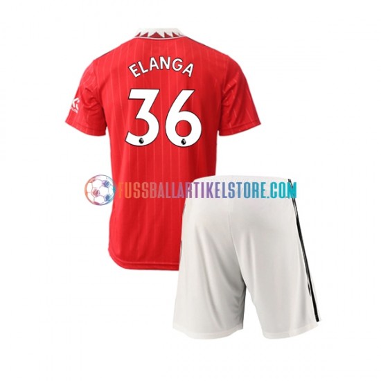 Manchester United Heimausrüstung Elanga 36 2022-2023 Kinder Set(Trikot und Hose) S/S