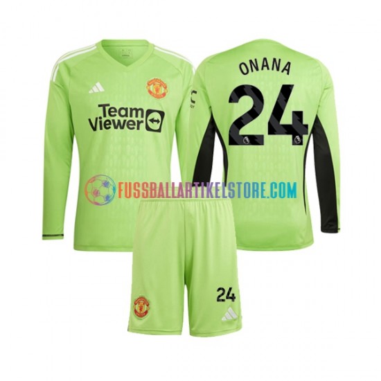 Manchester United Heimausrüstung Torwart Andre Onana 24 2023-2024 Kinder Set(Trikot und Hose) L/S