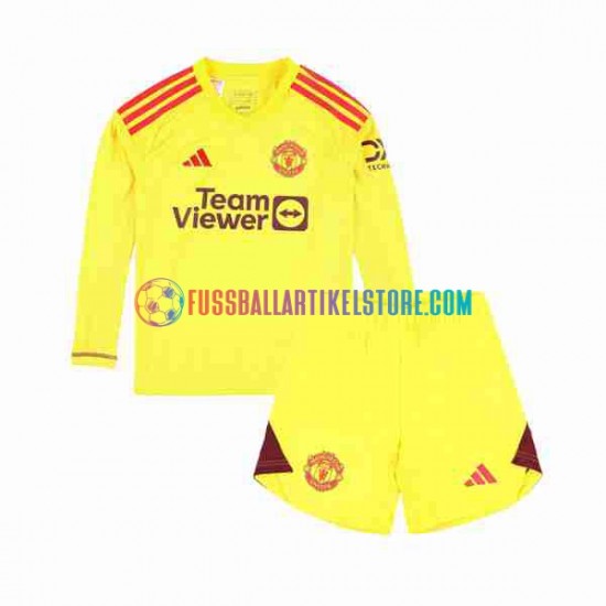 Manchester United Heimausrüstung Torwart 2023-2024 Kinder Set(Trikot und Hose) L/S