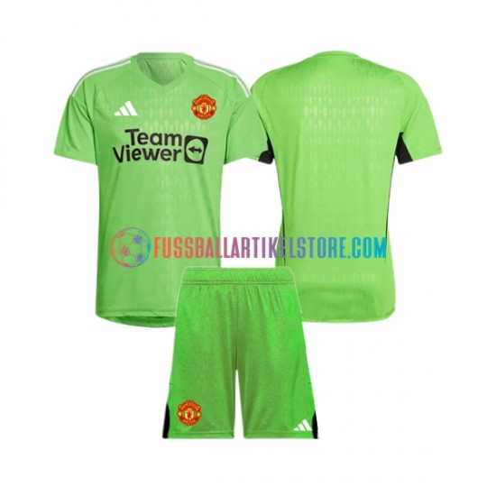 Manchester United Heimausrüstung Torwart 2023-2024 Kinder Set(Trikot und Hose) S/S