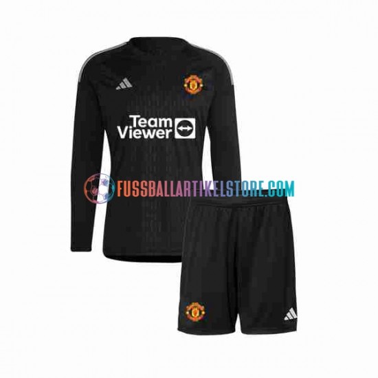 Manchester United Ausweichausrüstung Torwart 2023-2024 Kinder Set(Trikot und Hose) L/S