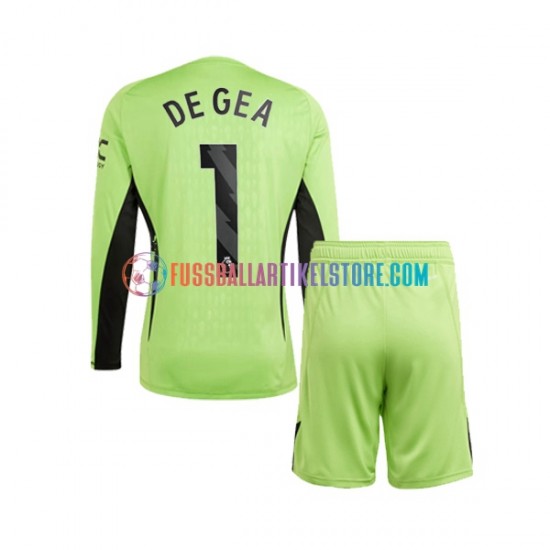 Manchester United Heimausrüstung Torwart DE GEA 1 2023-2024 Kinder Set(Trikot und Hose) L/S