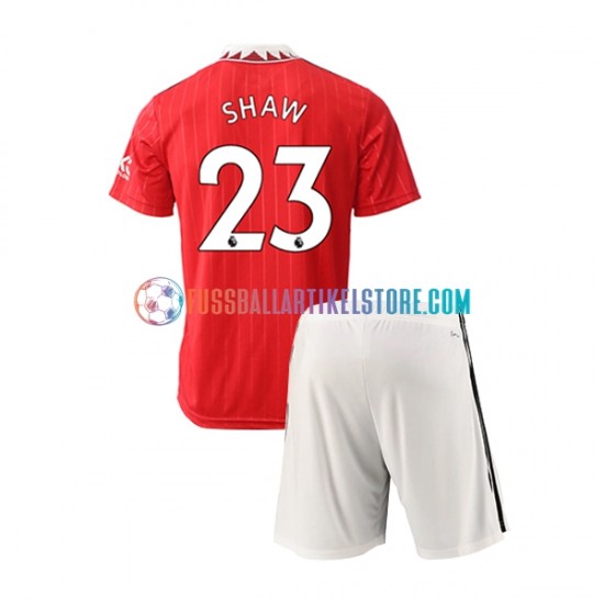 Manchester United Heimausrüstung Luke Shaw 23 2022-2023 Kinder Set(Trikot und Hose) S/S