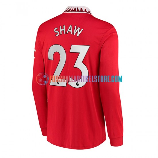 Manchester United Heimausrüstung Luke Shaw 23 2022-2023 Herren Trikot L/S