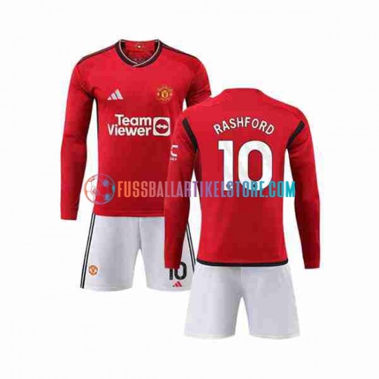 Manchester United Heimausrüstung Marcus Rashford 10 2023-2024 Kinder Set(Trikot und Hose) L/S