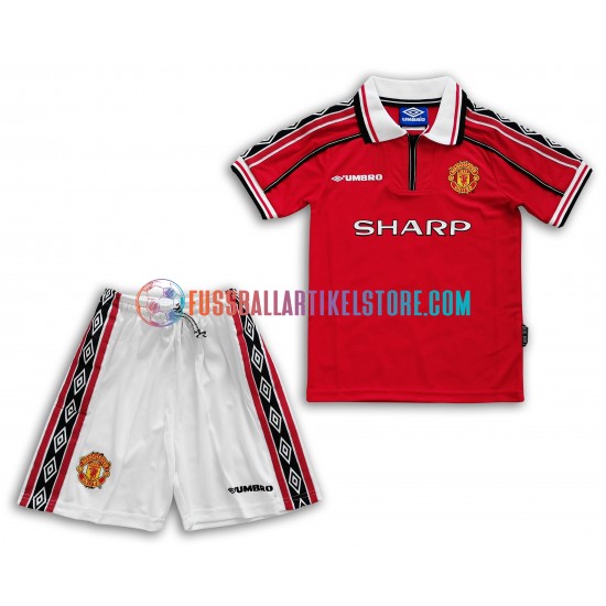 Manchester United Heimausrüstung Retro 1998-1999 Kinder Set(Trikot und Hose) S/S