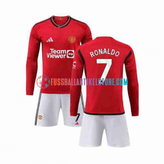 Manchester United Heimausrüstung Ronaldo 7 2023-2024 Kinder Set(Trikot und Hose) L/S