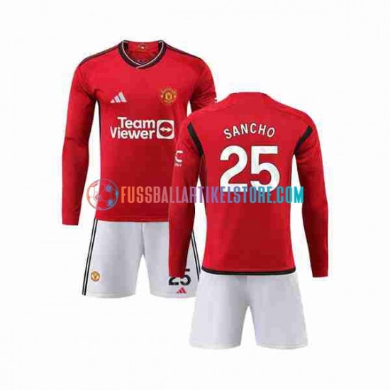 Manchester United Heimausrüstung Sancho 25 2023-2024 Kinder Set(Trikot und Hose) L/S