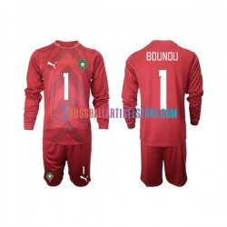 Marokko Heimausrüstung Torwart Yassine Bounou 1 2022 Kinder Set(Trikot und Hose) L/S