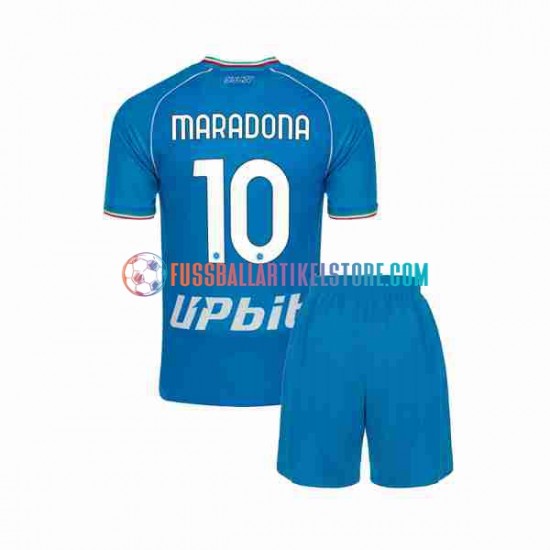 SSC Neapel Heimausrüstung Maradona 10 2023-2024 Kinder Set(Trikot und Hose) S/S