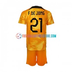 Niederlande Heimausrüstung Frenkie de Jong 21 World Cup 2022 Kinder Set(Trikot und Hose) S/S
