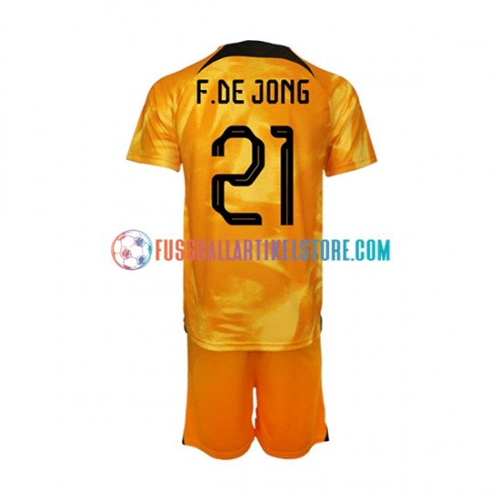 Niederlande Heimausrüstung Frenkie de Jong 21 World Cup 2022 Kinder Set(Trikot und Hose) S/S