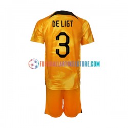 Niederlande Heimausrüstung Matthijs de Ligt 3 World Cup 2022 Kinder Set(Trikot und Hose) S/S