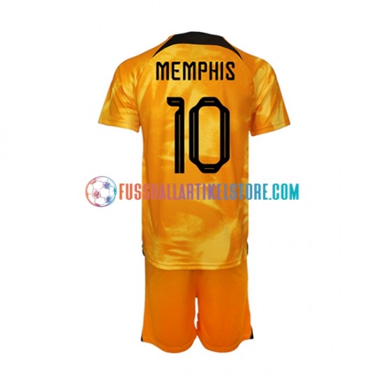 Niederlande Heimausrüstung Memphis Depay 10 World Cup 2022 Kinder Set(Trikot und Hose) S/S