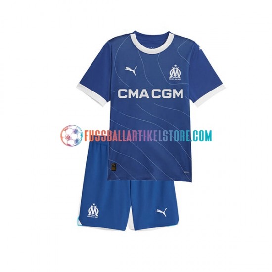 Olympique Marseille Auswärtsausrüstung 2023-2024 Kinder Set(Trikot und Hose) S/S