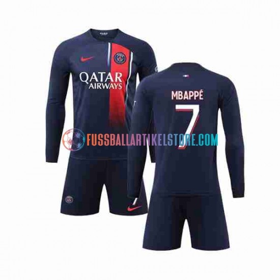 Paris Saint-Germain Heimausrüstung Mbappé Kylian 7 2023-2024 Kinder Set(Trikot und Hose) L/S