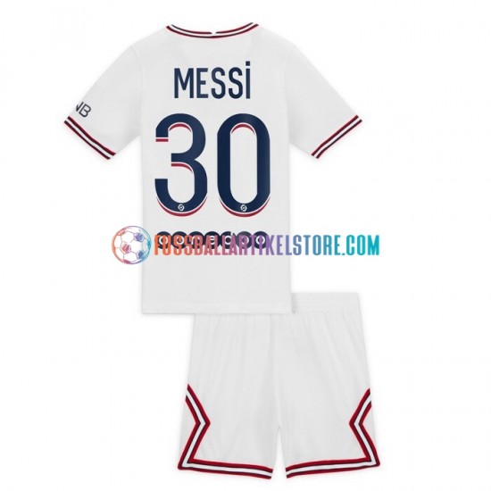 Paris Saint-Germain Viertesausrüstung Lionel Messi 30 2021-2022 Kinder Set(Trikot und Hose) S/S