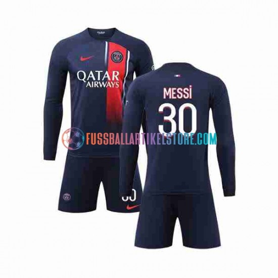 Paris Saint-Germain Heimausrüstung Lionel Messi 30 2023-2024 Kinder Set(Trikot und Hose) L/S