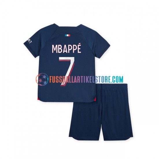 Paris Saint-Germain Heimausrüstung Mbappé 7 2023-2024 Kinder Set(Trikot und Hose) S/S