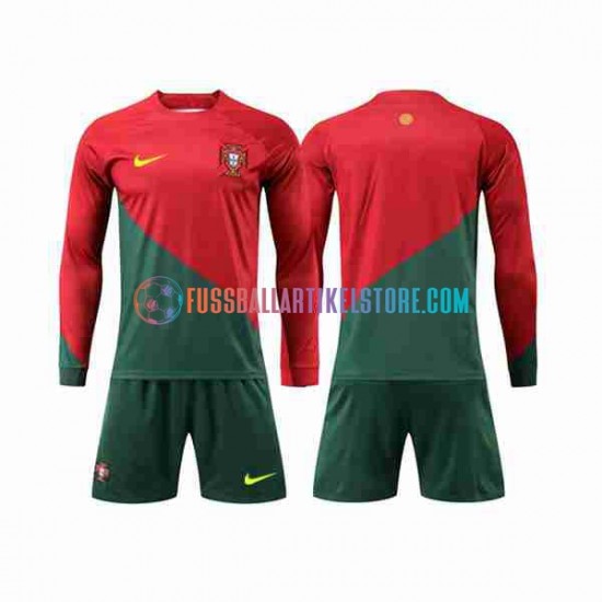 Portugal Heimausrüstung World Cup 2022 Kinder Set(Trikot und Hose) L/S