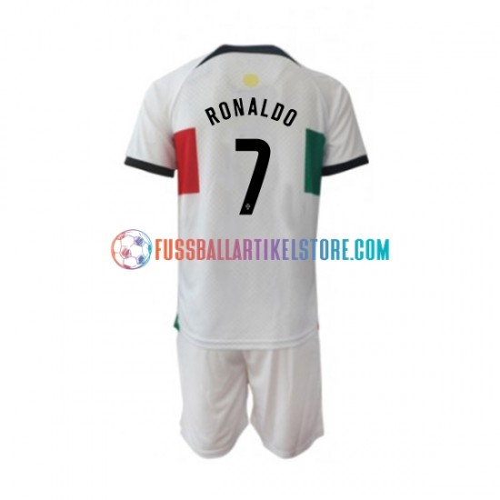 Portugal Auswärtsausrüstung Ronaldo 7 World Cup 2022 Kinder Set(Trikot und Hose) S/S