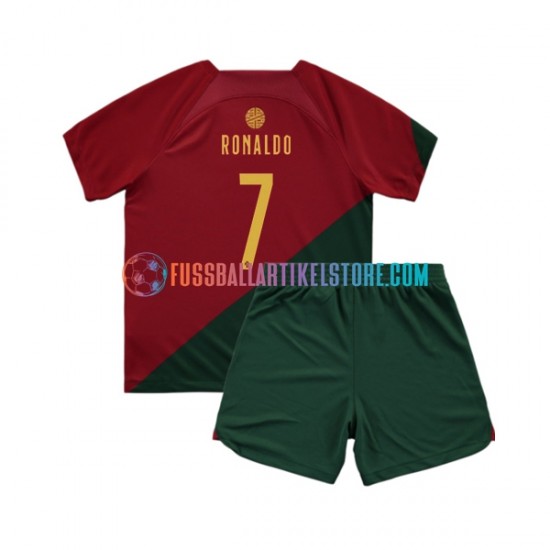 Portugal Heimausrüstung Ronaldo 7 World Cup 2022 Kinder Set(Trikot und Hose) S/S