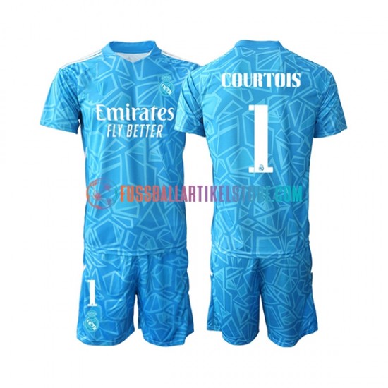 Real Madrid Heimausrüstung Torwart Courtois 1 2022-2023 Kinder Set(Trikot und Hose) S/S