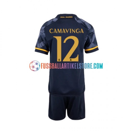 Real Madrid Auswärtsausrüstung EDUARDO CAMAVINGA 12 2023-2024 Kinder Set(Trikot und Hose) S/S