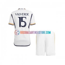 Real Madrid Heimausrüstung Federico Valverde 15 2023-2024 Kinder Set(Trikot und Hose) S/S