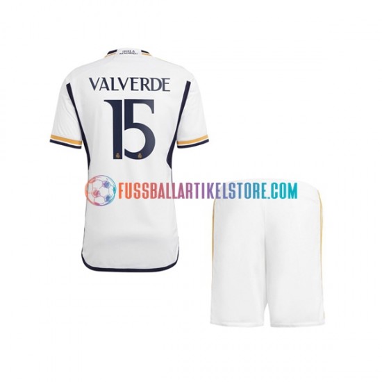 Real Madrid Heimausrüstung Federico Valverde 15 2023-2024 Kinder Set(Trikot und Hose) S/S