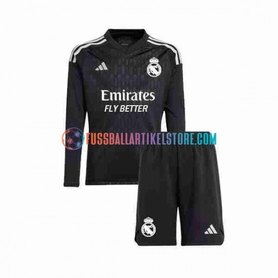 Real Madrid Auswärtsausrüstung Torwart 2023-2024 Kinder Set(Trikot und Hose) L/S