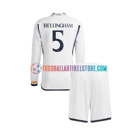 Real Madrid Heimausrüstung Jude Bellingham 5 2023-2024 Kinder Set(Trikot und Hose) L/S