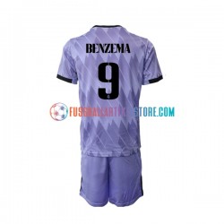 Real Madrid Auswärtsausrüstung Karim Benzema 9 2022-2023 Kinder Set(Trikot und Hose) S/S