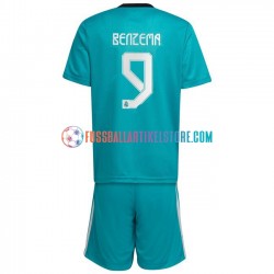 Real Madrid Ausweichausrüstung Karim Benzema 9 2021-2022 Kinder Set(Trikot und Hose) S/S
