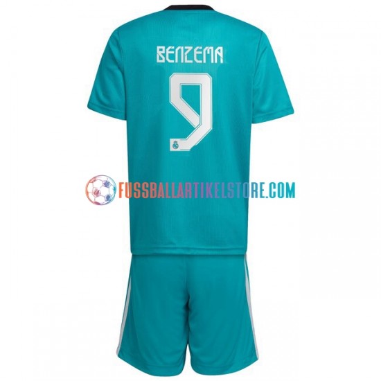 Real Madrid Ausweichausrüstung Karim Benzema 9 2021-2022 Kinder Set(Trikot und Hose) S/S