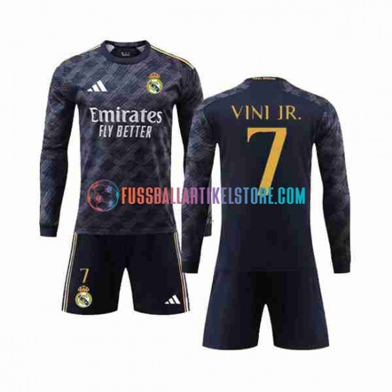 Real Madrid Auswärtsausrüstung Vini Jr 7 2023-2024 Kinder Set(Trikot und Hose) L/S