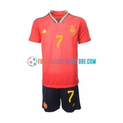 Spanien Heimausrüstung Alvaro Morata 7 World Cup 2022 Kinder Set(Trikot und Hose) S/S
